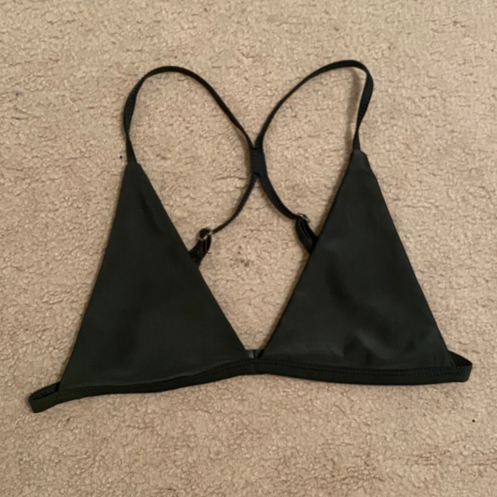 Forest green triangle bikini swim top